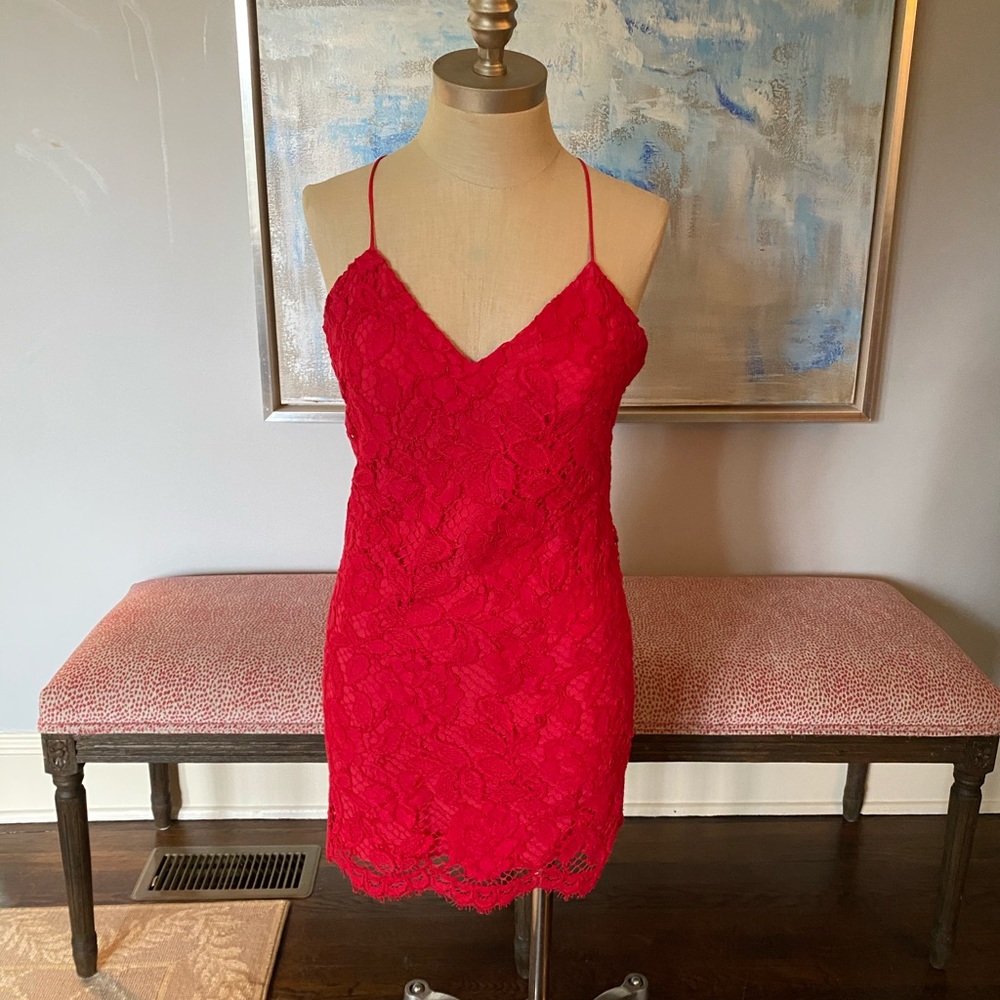 Revolve X by NBD Red Lace Minidress